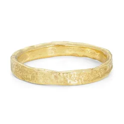 Tomfoolery Stone Slim Textured 18ct Yellow Gold Wedding Band Discount