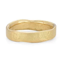 Tomfoolery Stone Textured 18ct Yellow Gold Wedding Band Hot