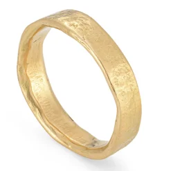 Tomfoolery Stone Textured 18ct Yellow Gold Wedding Band Hot