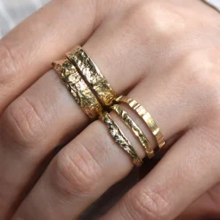 Tomfoolery Subtle Oak Ring in 14ct Yellow Gold Outlet