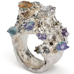 Tomfoolery Super Star Garnet, Citrine & Peridot Silver Ring New