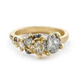 Tomfoolery Tapering Grey Diamond Cluster Ring New