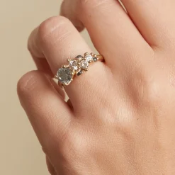 Tomfoolery Tapering Grey Diamond Cluster Ring New