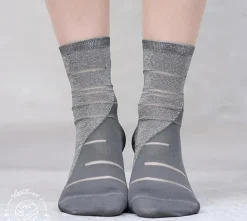 Tomfoolery Tate Modern Silver Metallic and Grey Transparent Socks Fashion