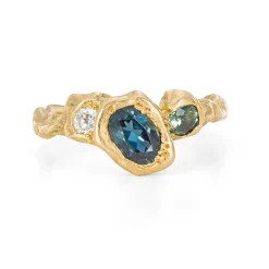 Tomfoolery Teal Bay Sapphire Adakite West Ring Fashion