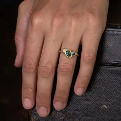 Tomfoolery Teal Bay Sapphire Adakite West Ring Fashion