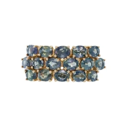 Tomfoolery Teal Colour Change Sapphire Triple Row Ring Outlet