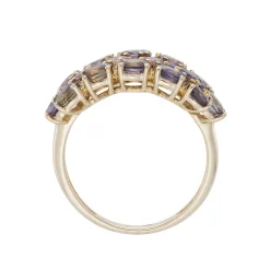 Tomfoolery Teal Colour Change Sapphire Triple Row Ring Outlet