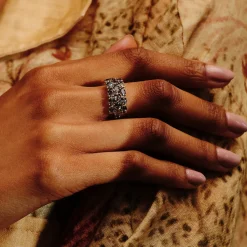 Tomfoolery Teal Colour Change Sapphire Triple Row Ring Outlet