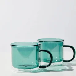 Tomfoolery Teal Glass Double Trouble Cup Set Sale