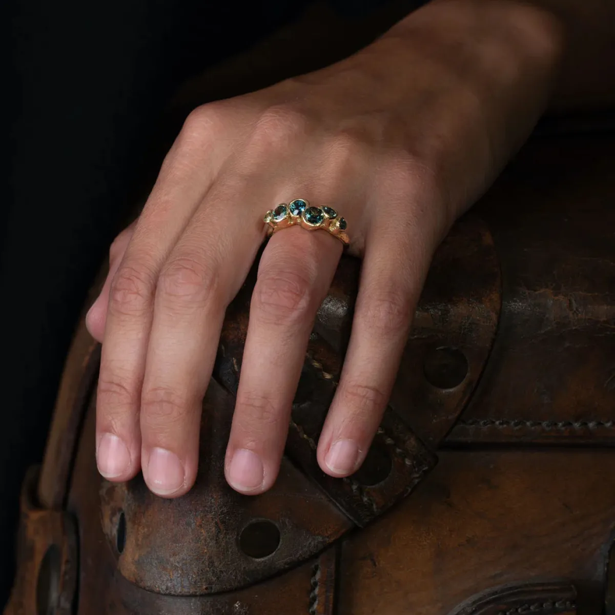 Tomfoolery Teal Porth Sapphire Ring Clearance