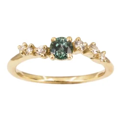 Tomfoolery Teal Sapphire & Diamond Namika Ring Discount