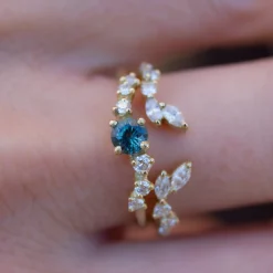 Tomfoolery Teal Sapphire & Diamond Namika Ring Discount