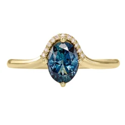 Tomfoolery Teal Sapphire & Pave Diamond Engagement Ring Discount