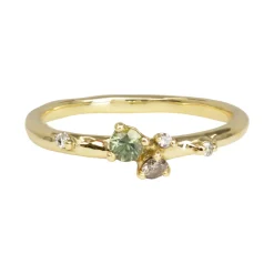 Tomfoolery Teal Sapphire and Salt & Pepper Antheia Ring Fashion