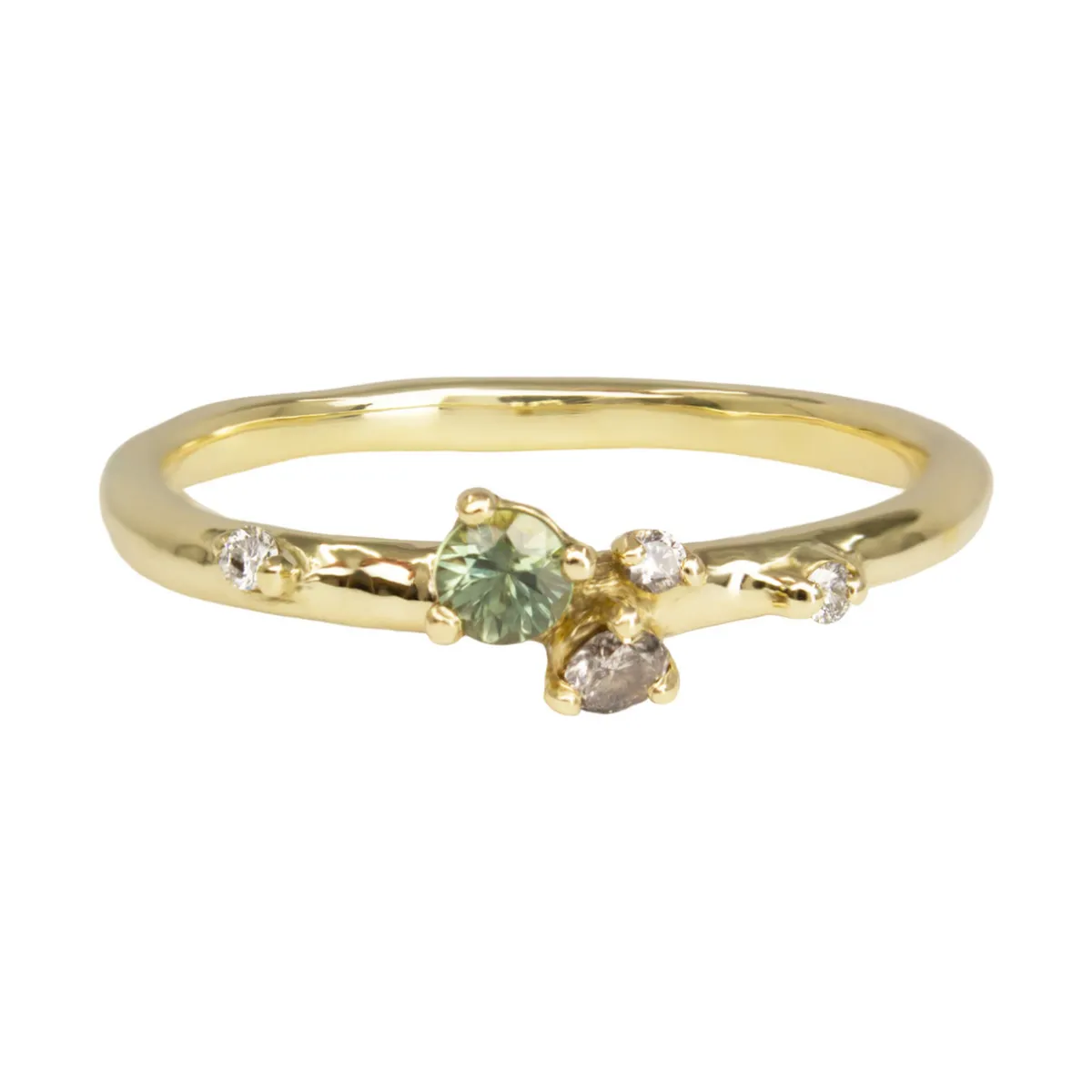 Tomfoolery Teal Sapphire and Salt & Pepper Antheia Ring Fashion