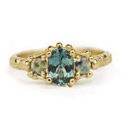 Tomfoolery Teal Sapphire Trio Ring Fashion