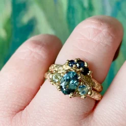 Tomfoolery Teal Sapphire Trio Ring Fashion