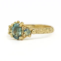Tomfoolery Teal Sapphire Trio Ring Fashion
