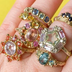 Tomfoolery Teal Sapphire Trio Ring Fashion