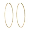 Tomfoolery Textured Large Gold Plated Silver Hoop 50mm New