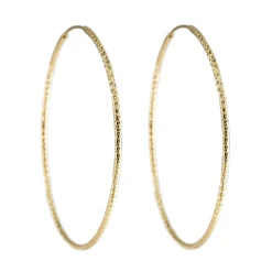 Tomfoolery Textured Large Gold Plated Silver Hoop 50mm New