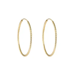 Tomfoolery Textured Midi Gold Plated Silver Hoop 30mm Fashion