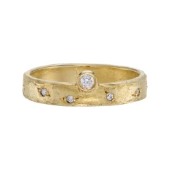 Tomfoolery Textured Yellow Gold Diamond Band Sale