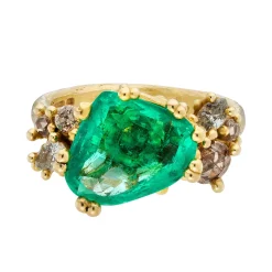 Tomfoolery tf Exclusive Asymmetric Emerald & Diamond Cluster Ring Fashion
