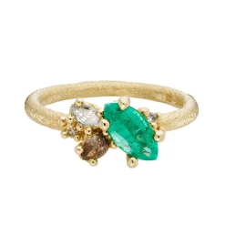 Tomfoolery tf Exclusive Emerald & Diamond Cluster Ring New