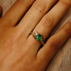 Tomfoolery tf Exclusive Emerald & Diamond Cluster Ring New
