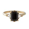 Tomfoolery Tf exclusive Emerald cut black diamond Bea three stone ring Clearance