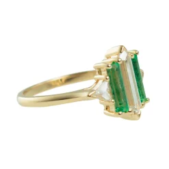 Tomfoolery Tf exclusive Five stone Diamond and Emerald Theda hex ring Online
