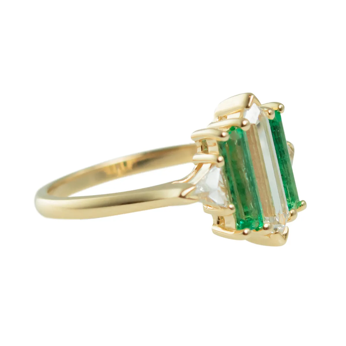 Tomfoolery Tf exclusive Five stone Diamond and Emerald Theda hex ring Online