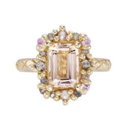 Tomfoolery tf Exclusive Morganite & Diamond Confetti Halo Ring Hot