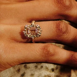 Tomfoolery tf Exclusive Morganite & Diamond Confetti Halo Ring Hot