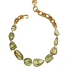 Tomfoolery Thais Olive Green Resin Statement Necklace New