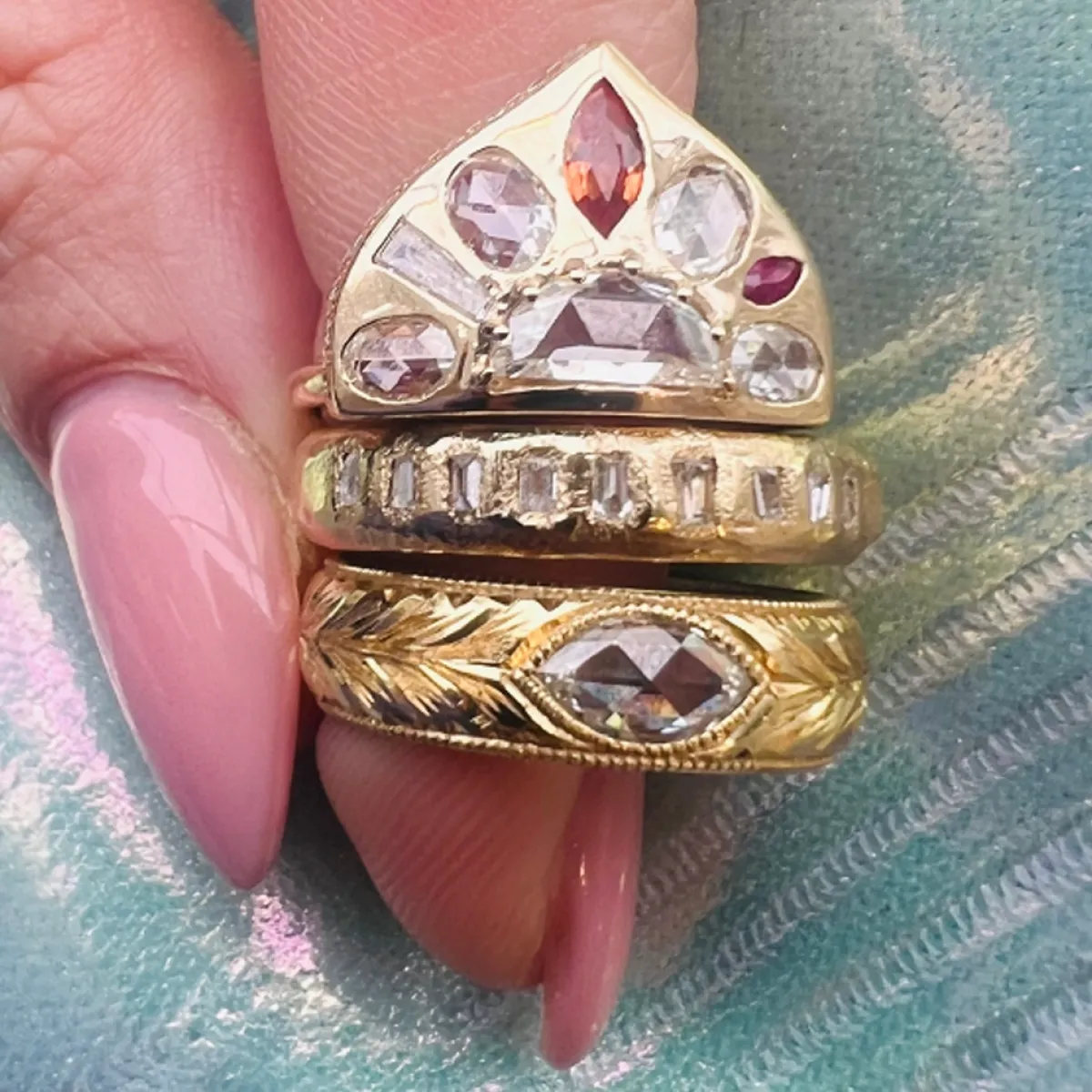 Tomfoolery The Mariam Multi Gemstone Shield Ring Fashion