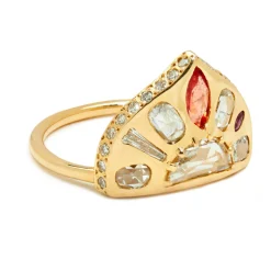 Tomfoolery The Mariam Multi Gemstone Shield Ring Fashion