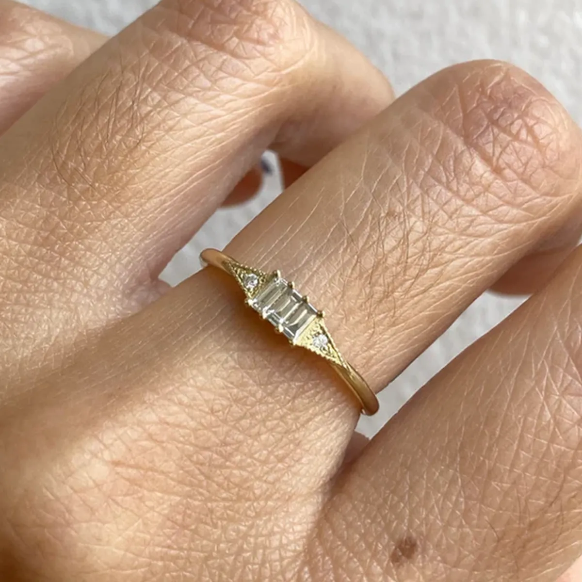 Tomfoolery Three Baguette Mini Deco Point Ring Online
