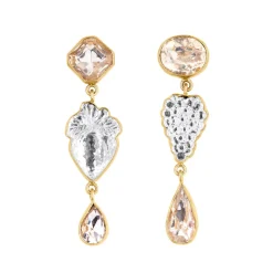 Tomfoolery Three Charm Vintage Crystal Earrings New