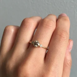 Tomfoolery Three Stone Champagne & White Diamond Ring Fashion