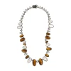 Tomfoolery Tiger’s Eye, Moonstone & White Zircon Oval Link Rivière Necklace Hot