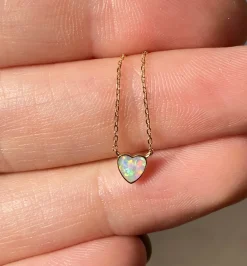 Tomfoolery Tiny Opal Heart Pendant Sale