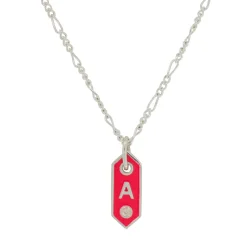 Tomfoolery Tiny Signet Enamel & Diamond Initial Letter Pendant Necklace New