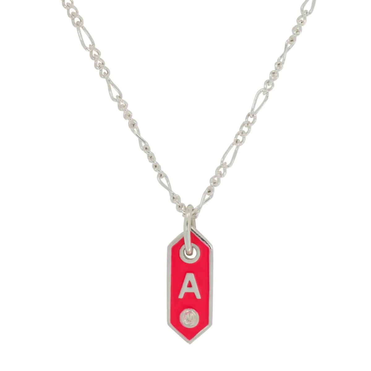Tomfoolery Tiny Signet Enamel & Diamond Initial Letter Pendant Necklace New