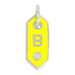 Tomfoolery Tiny Signet Enamel & Diamond Initial Letter Pendant Necklace New