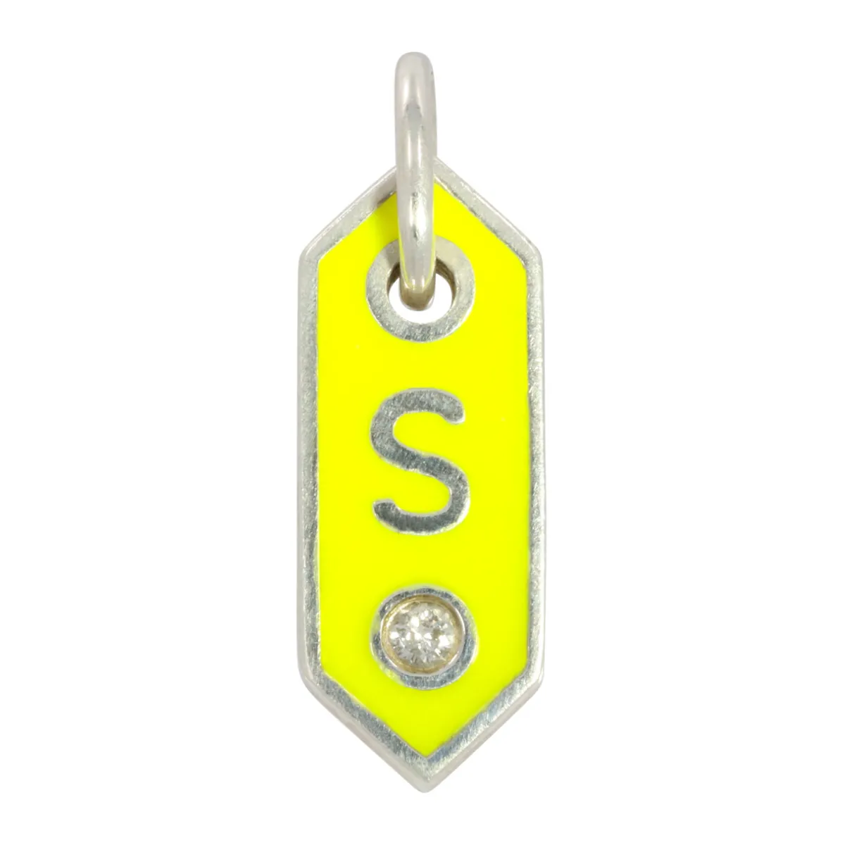 Tomfoolery Tiny Signet Enamel & Diamond Initial Letter Pendant Necklace New