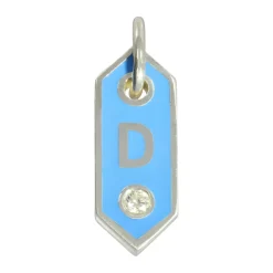 Tomfoolery Tiny Signet Enamel & Diamond Initial Letter Pendant Necklace New