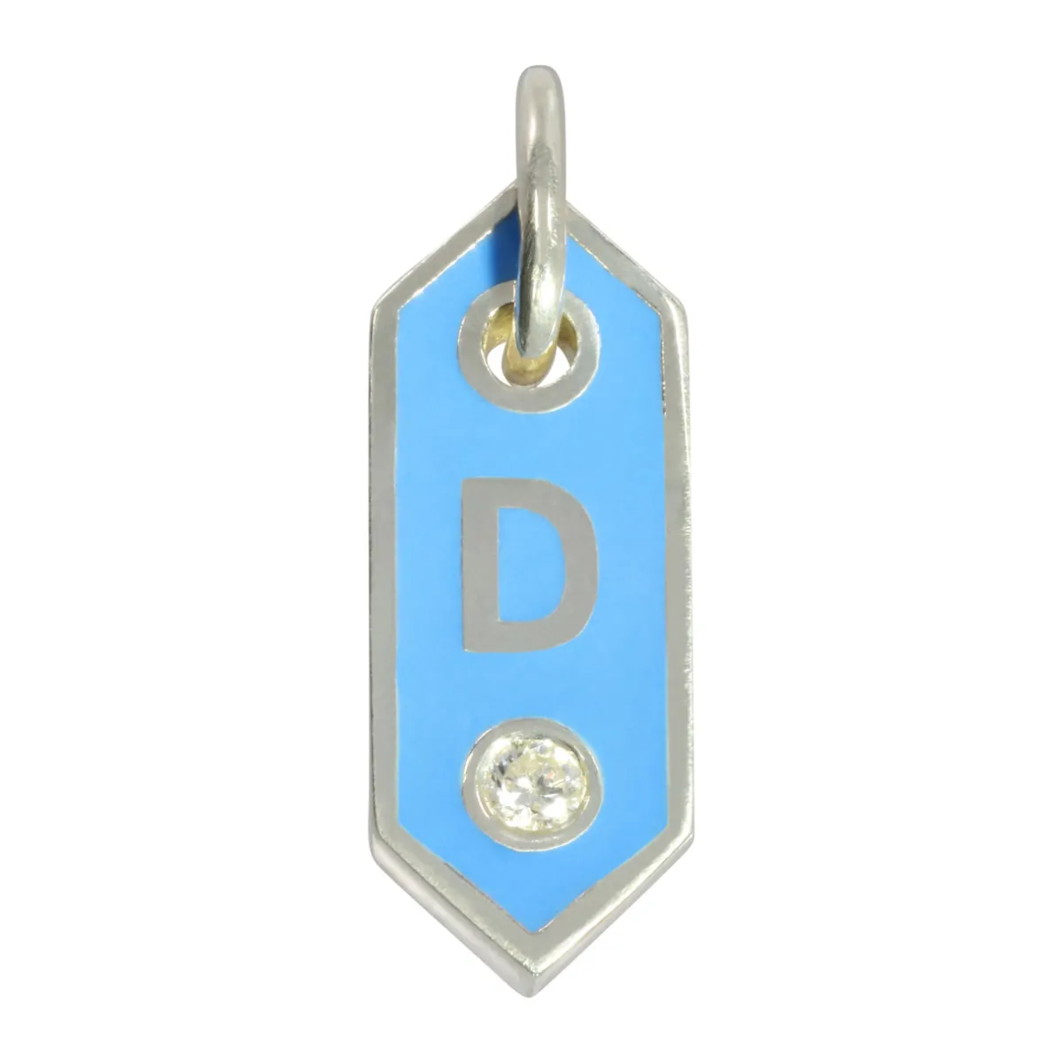 Tomfoolery Tiny Signet Enamel & Diamond Initial Letter Pendant Necklace New